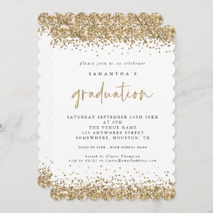 Elegant Gold Glitter Border Graduation Invitation