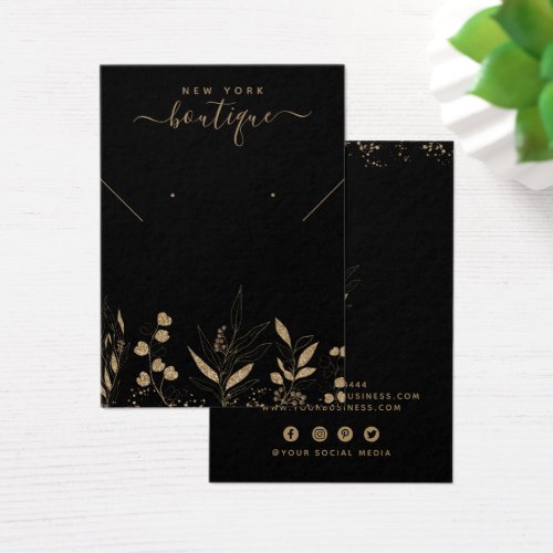 Elegant Gold Glitter Botanical Display Card