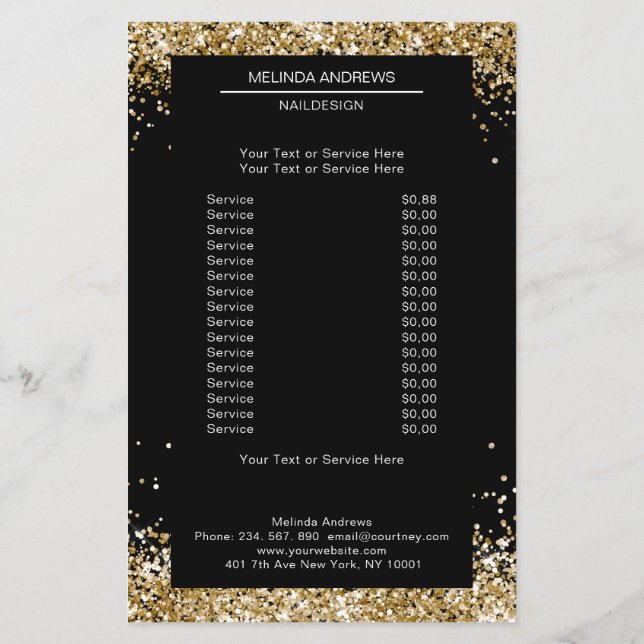 Elegant Gold Glitter  both sides Flyer (Back)