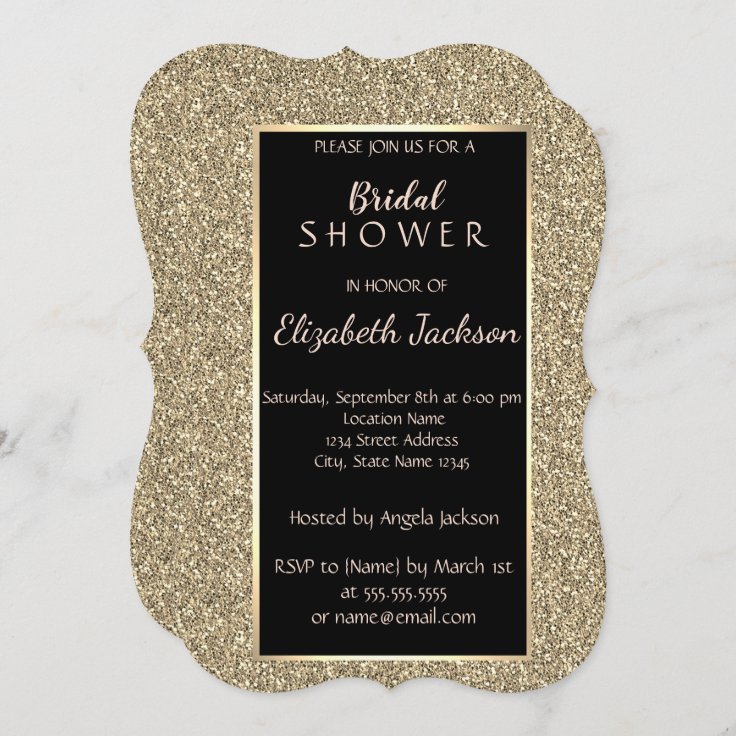 Elegant Gold Glitter Bridal Shower Invitation Zazzle