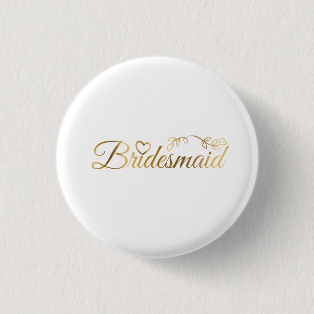 Elegant Gold Glitter Bridesmaid Button (Front)