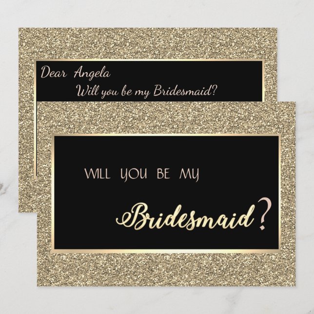 Elegant Gold Glitter  Bridesmaid Card (Front/Back)