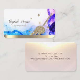 Elegant Gold Glitter Broom Abstract Business Card