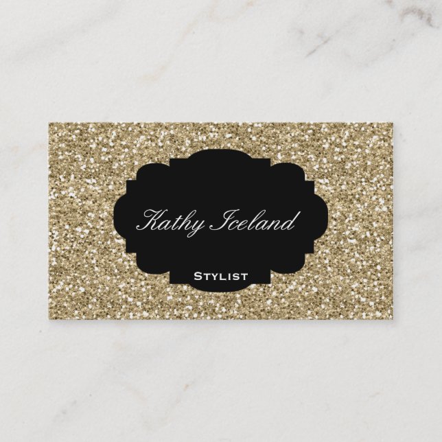 Elegant gold glitter business card (Front)