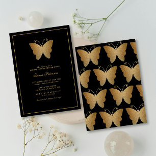 Elegant Gold Glitter Butterfly Bridal Shower Invitation