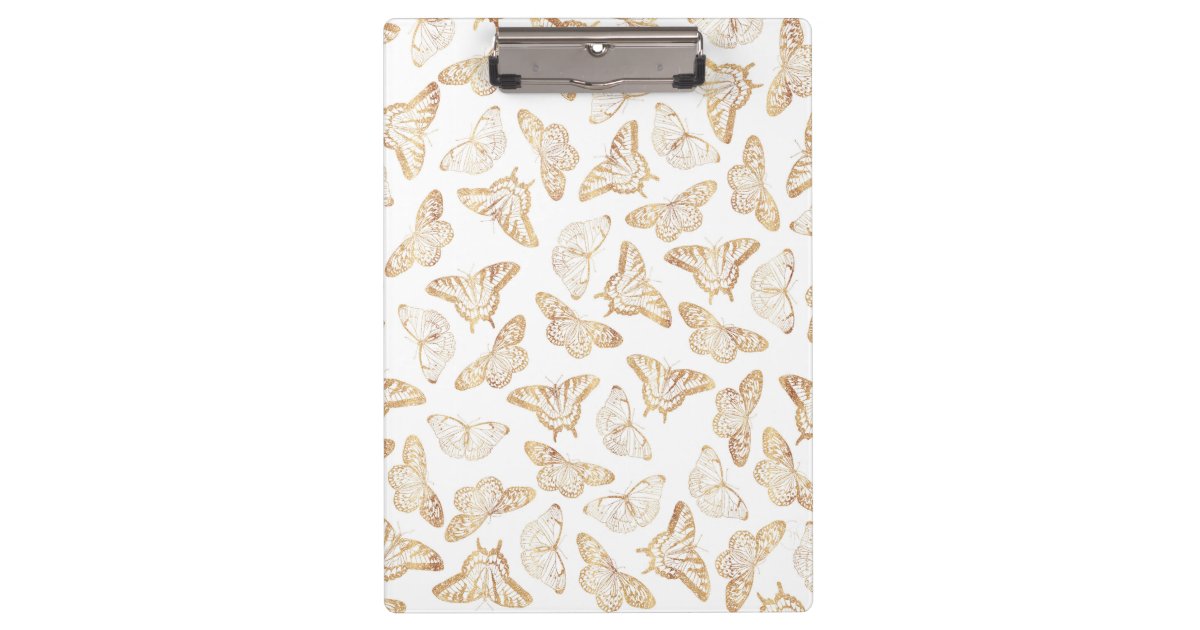Elegant Gold Glitter Butterfly Clipboard Zazzle