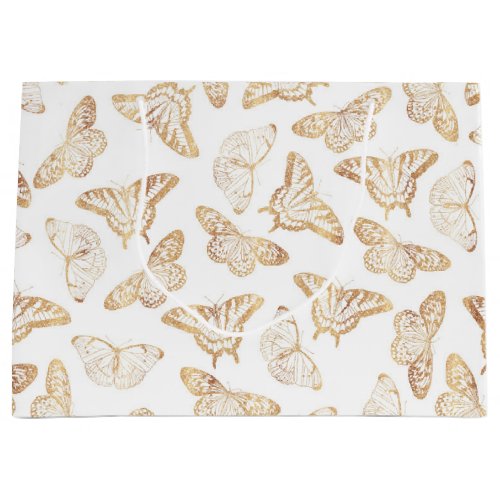 Elegant Gold Glitter Butterfly Large Gift Bag