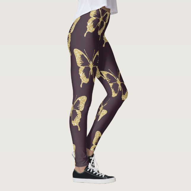 elegant gold glitter butterfly leggings (Right)