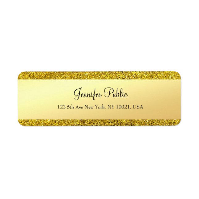 Elegant Gold Glitter Calligraphy Text Template Label (Front)