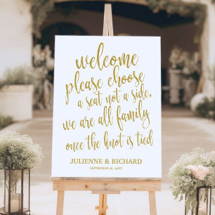 Elegant Gold Glitter Choose a Seat Wedding Sign