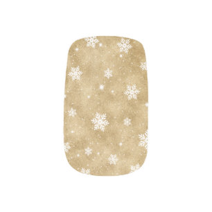 Elegant Gold Glitter Christmas Snowflakes Stars Minx Nail Art