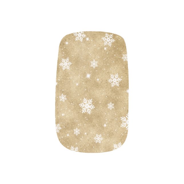 Elegant Gold Glitter Christmas Snowflakes Stars Minx Nail Art (Left Thumb)