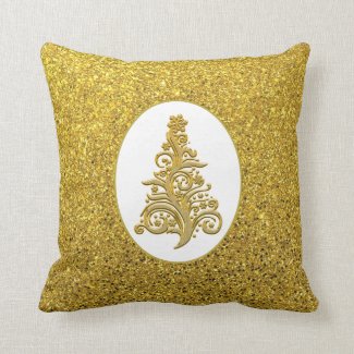 Elegant Gold Glitter Christmas Tree Decorative Throw
Pillow