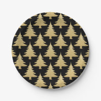 elegant gold glitter Christmas tree pattern black