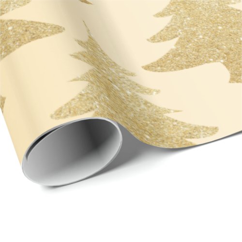 Elegant gold glitter Christmas tree pattern Wrapping Paper