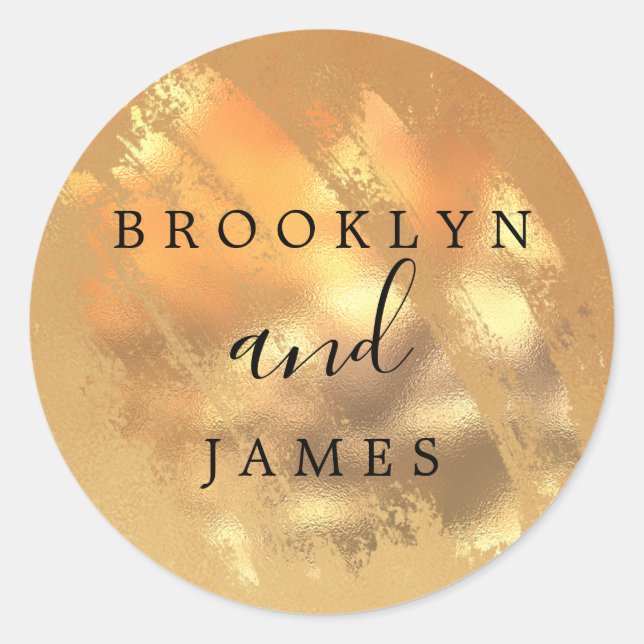 Elegant Gold Glitter  Classic Round Sticker (Front)