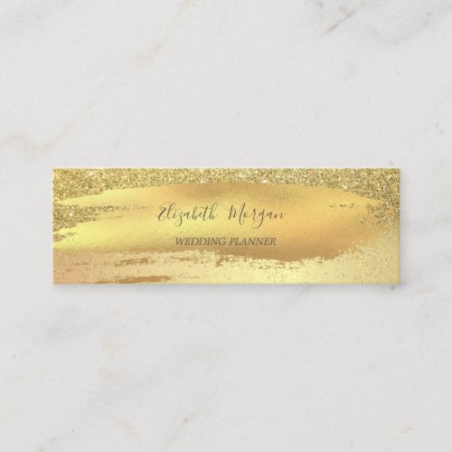 Elegant Gold Glitter Confetti Brush Stroke Mini Business Card