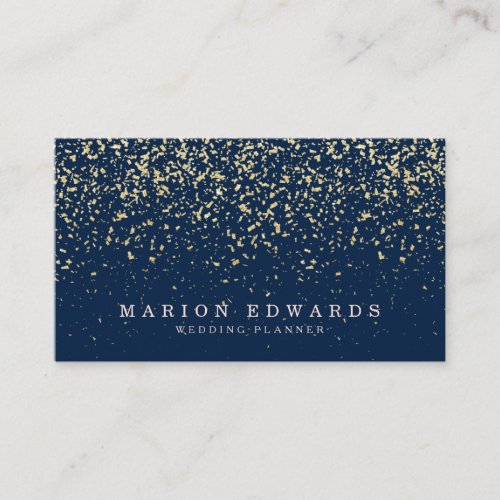Elegant gold glitter confetti classy navy blue business card