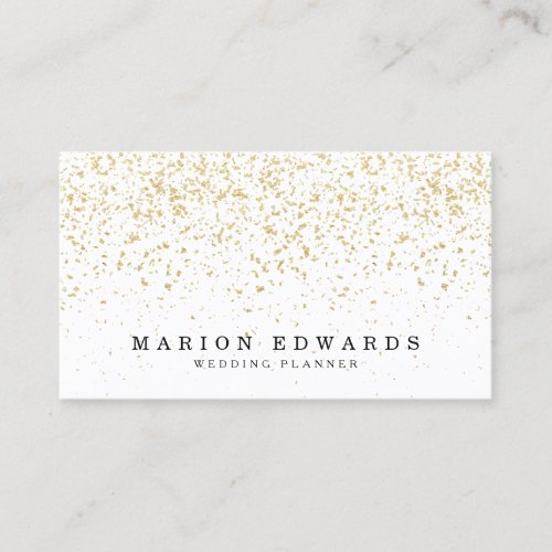 Elegant gold glitter confetti classy simple white business card