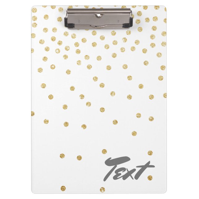 elegant gold glitter confetti dot pattern clipboard (Front)