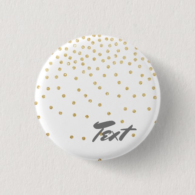 elegant gold glitter confetti dot pattern pinback button (Front)