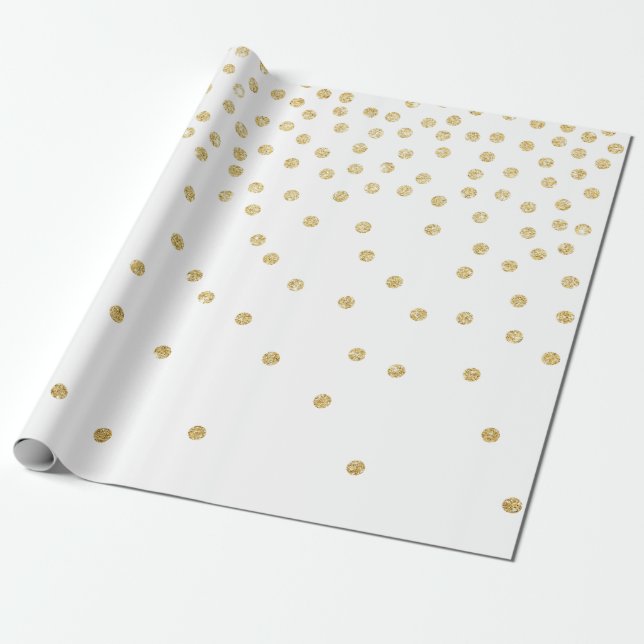 elegant gold glitter confetti dot pattern wrapping paper (Unrolled)