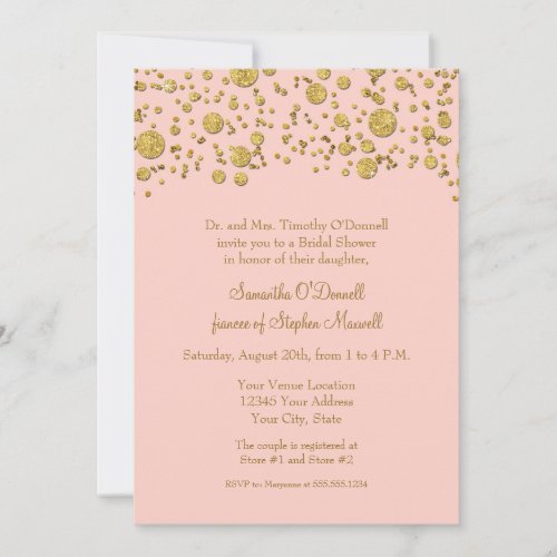 Elegant Gold Glitter Confetti Modern Bridal Shower Invitation