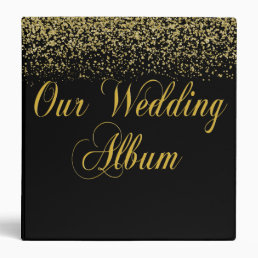 Elegant Gold Glitter Confetti Wedding Photo Album Binder