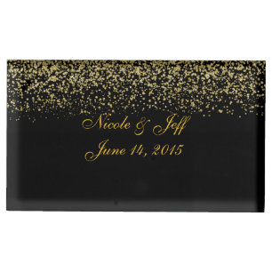 Elegant Gold Glitter Confetti Wedding Table Card Holder