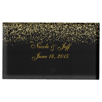 Elegant Gold Glitter Confetti Wedding Table Card Holder by My_Wedding_Bliss at Zazzle
