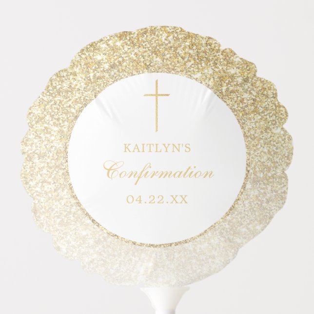 Elegant Gold Glitter Confirmation Or 1st Communion Balloon (Front)