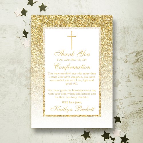 Elegant Gold Glitter Confirmation Or 1st Communion