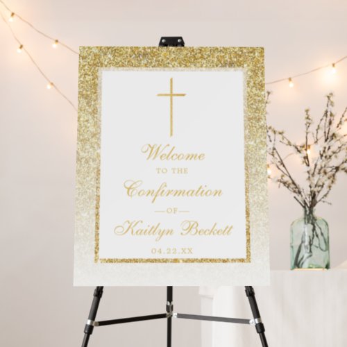 Elegant Gold Glitter Confirmation Or Baptism Foam Board