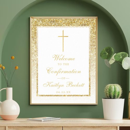 Elegant Gold Glitter Confirmation Or Baptism Poster
