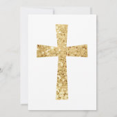 Elegant Gold Glitter Cross Baptism Invitation | Zazzle