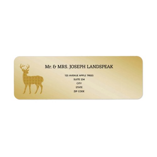Elegant Gold Glitter Deer Buck Wedding Label