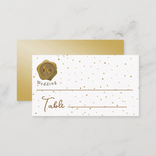 Elegant Gold Glitter Deer on Faux Gold Wax Seal  Place Card