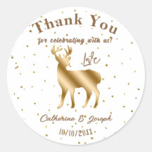 Elegant Gold & Glitter Deer Thank You Wedding