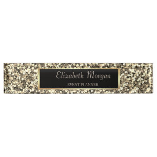 Elegant Gold Glitter Desk Name Plate