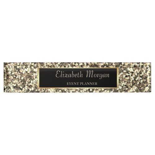 Elegant Gold Glitter Desk Name Plate