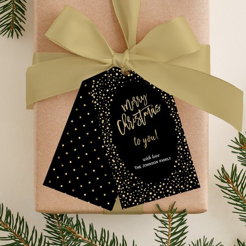 Elegant Gold Glitter Dots Christmas  Gift Tags