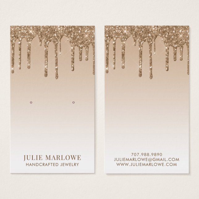 Elegant Gold Glitter Drips Earring Jewely (Front & Back)