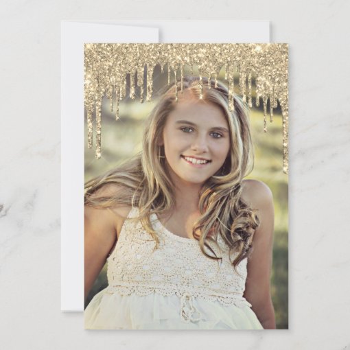 Elegant Gold Glitter Drips Sweet Sixteen Photo Invitation Zazzle