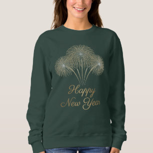 Elegant Gold Glitter Fireworks Happy New Year  Sweatshirt