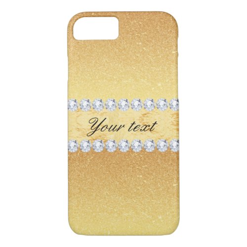 Elegant Gold Glitter Foil and Diamonds iPhone 87 Case