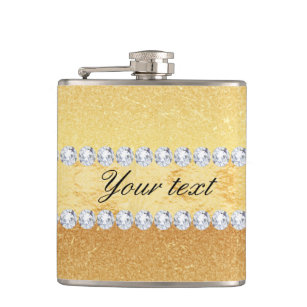 Upcycled Hip Flask with glittery Metallic silver colour Lace Trim Blinged