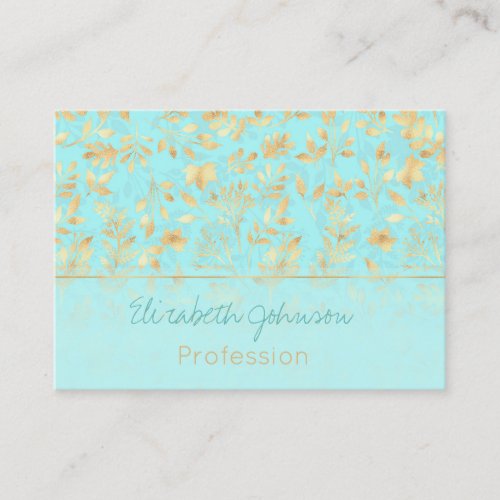 Elegant Gold Glitter Foliage Light Mint Design Business Card