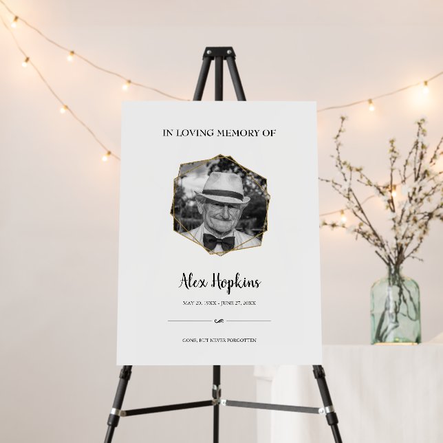 Elegant Gold Glitter Frame Photo Funeral Memorial Foam Board (In Situ (Stand))