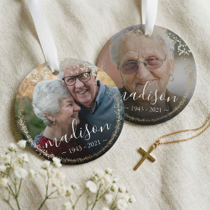 Elegant Gold Glitter Frame Photo Memorial Keepsake Ornament