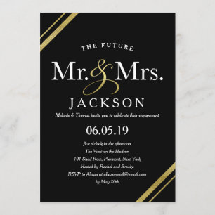 Elegant Gold Glitter Future Mr. & Mrs. Engagement Invitation